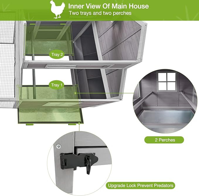 đ„ Final Day â Store Closing Clearance (Tariff Reasons). Limited Stock. First come, first served. Once gone, never back. đ„ Chicken Coop with Large Nesting Box Outdoor Wooden Hen House Poultry Cage with Run (Grey-49)