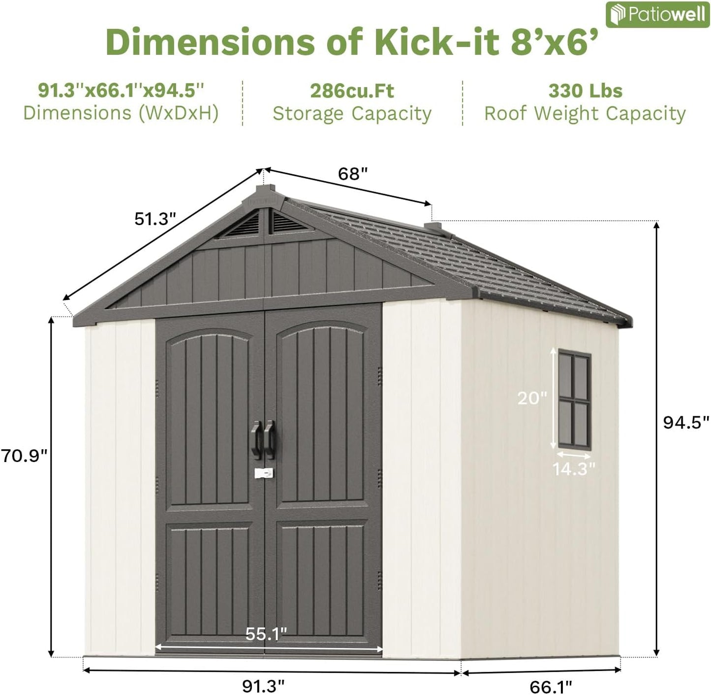 🔥 Factory Direct Sale – No Middleman Markups, Only $5 Profit Per Order! 🔥 Patiowell Resin Outdoor Storage Shed with Floor, Light, and Lockable Door for Garden, Backyard, and Tool Storage (Kick-it Shed)