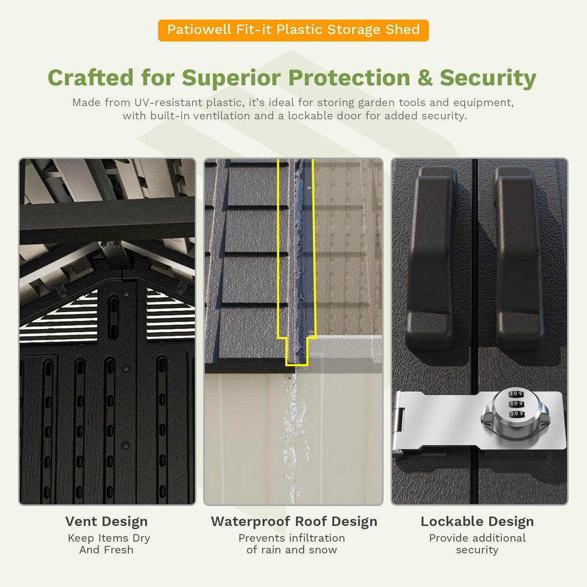 🔥 Factory Direct Sale – No Middleman Markups, Only $5 Profit Per Order! 🔥 Patiowell Resin Outdoor Storage Shed with Floor, Light, and Lockable Door for Garden, Backyard, and Tool Storage (Kick-it Shed)