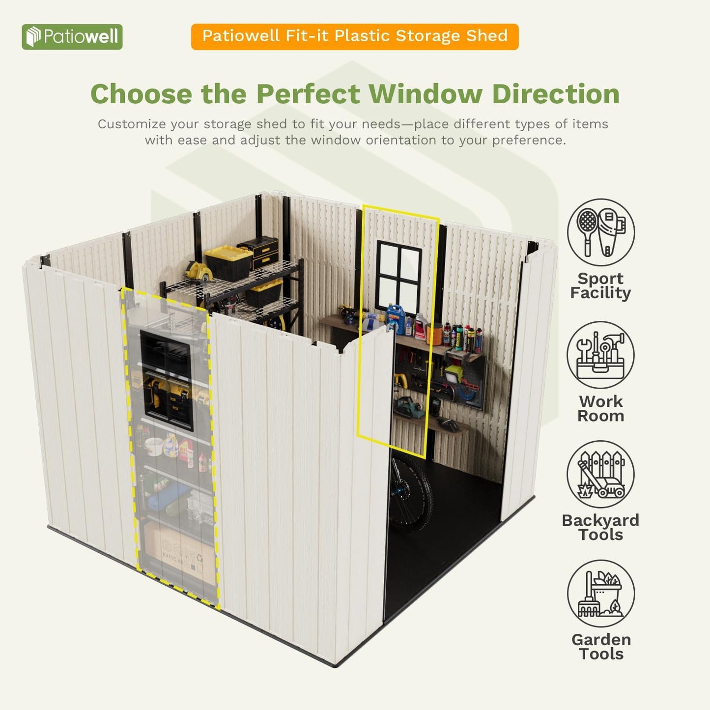 🔥 Factory Direct Sale – No Middleman Markups, Only $5 Profit Per Order! 🔥 Patiowell Resin Outdoor Storage Shed with Floor, Light, and Lockable Door for Garden, Backyard, and Tool Storage (Kick-it Shed)