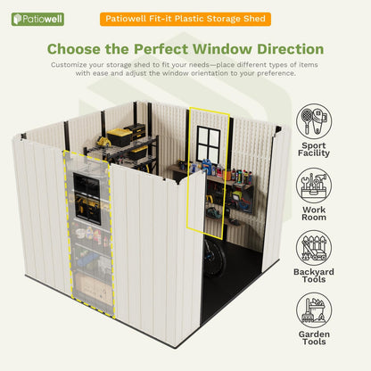 🔥 Factory Direct Sale – No Middleman Markups, Only $5 Profit Per Order! 🔥 Patiowell Resin Outdoor Storage Shed with Floor, Light, and Lockable Door for Garden, Backyard, and Tool Storage (Kick-it Shed)