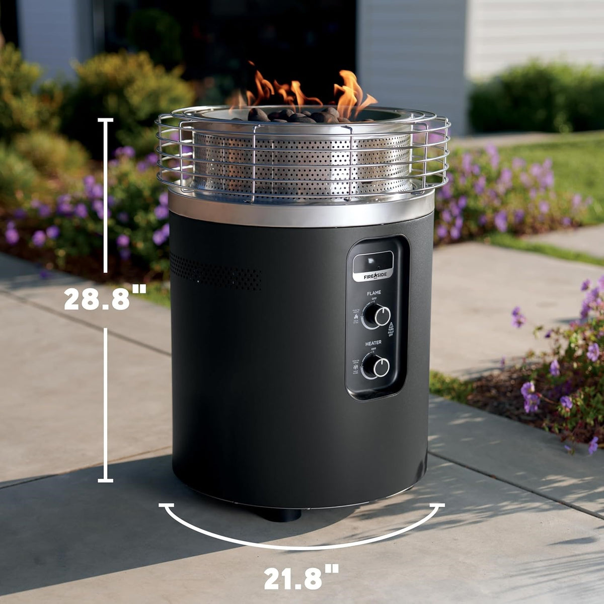 🔥 Final Day — Store Closing Clearance (Tariff Reasons). Limited Stock. First come, first served. Once gone, never back. 🔥Outdoor Heater & Fire Pit 3-Mode – Flame, Heat, Flame + Heat, Portable, Easy Control, Push-Start Ignition, Black