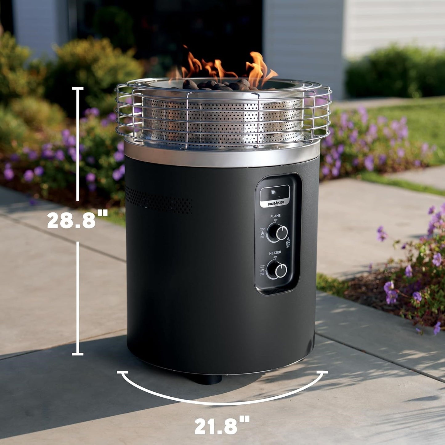 🔥 Final Day — Store Closing Clearance (Tariff Reasons). Limited Stock. First come, first served. Once gone, never back. 🔥Outdoor Heater & Fire Pit 3-Mode – Flame, Heat, Flame + Heat, Portable, Easy Control, Push-Start Ignition, Black