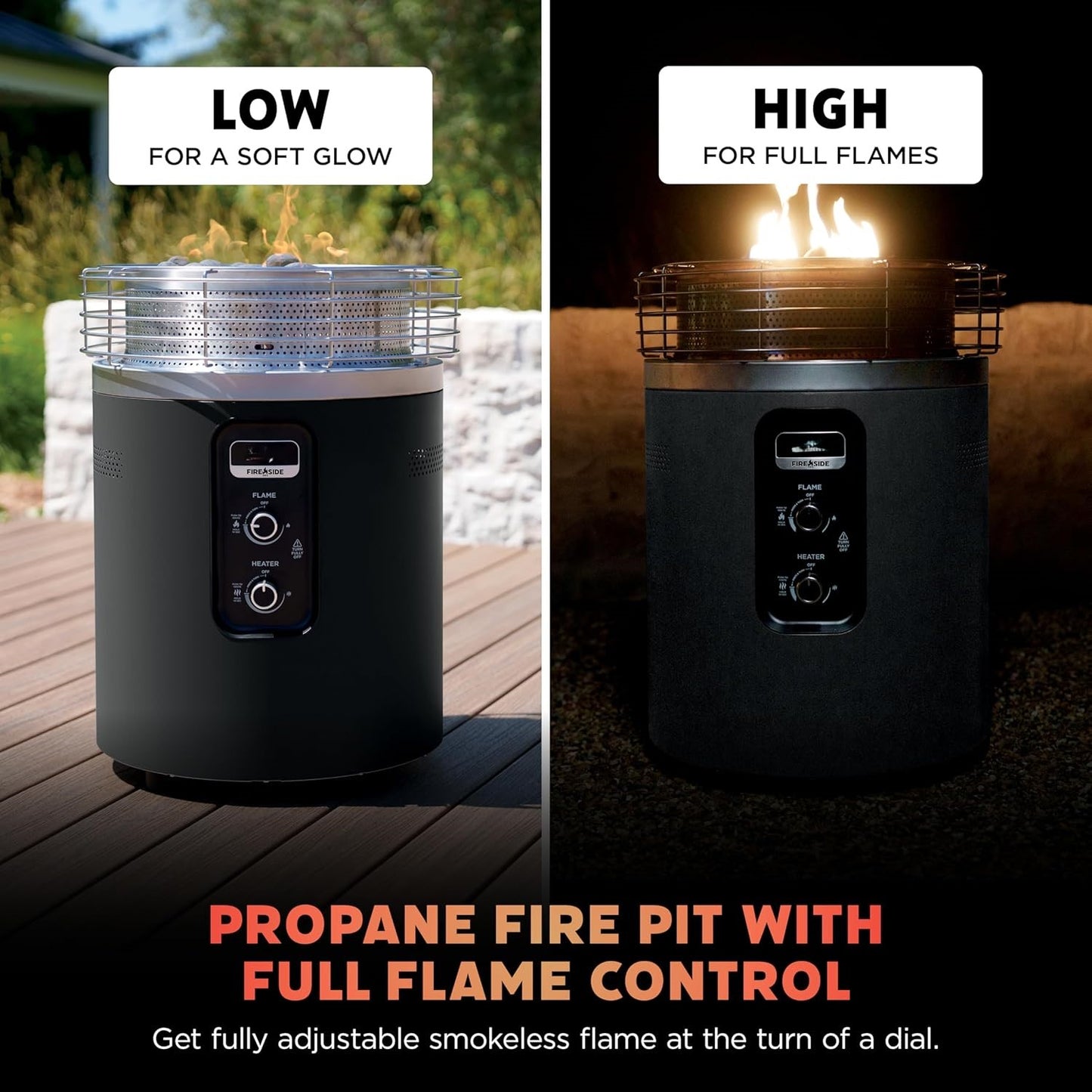 🔥 Final Day — Store Closing Clearance (Tariff Reasons). Limited Stock. First come, first served. Once gone, never back. 🔥Outdoor Heater & Fire Pit 3-Mode – Flame, Heat, Flame + Heat, Portable, Easy Control, Push-Start Ignition, Black
