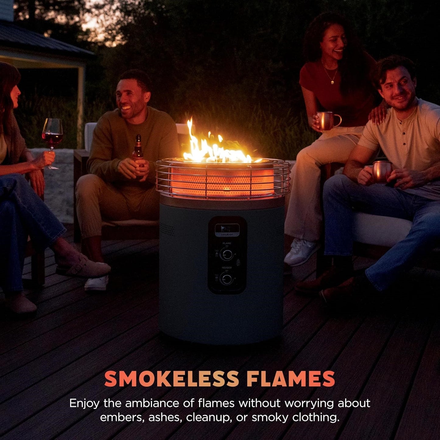 🔥 Final Day — Store Closing Clearance (Tariff Reasons). Limited Stock. First come, first served. Once gone, never back. 🔥Outdoor Heater & Fire Pit 3-Mode – Flame, Heat, Flame + Heat, Portable, Easy Control, Push-Start Ignition, Black