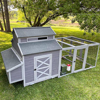 🔥 Final Day — Store Closing Clearance (Tariff Reasons). Limited Stock. First come, first served. Once gone, never back. 🔥 Chicken Coop with Large Nesting Box Outdoor Wooden Hen House Poultry Cage with Run (Grey-49)