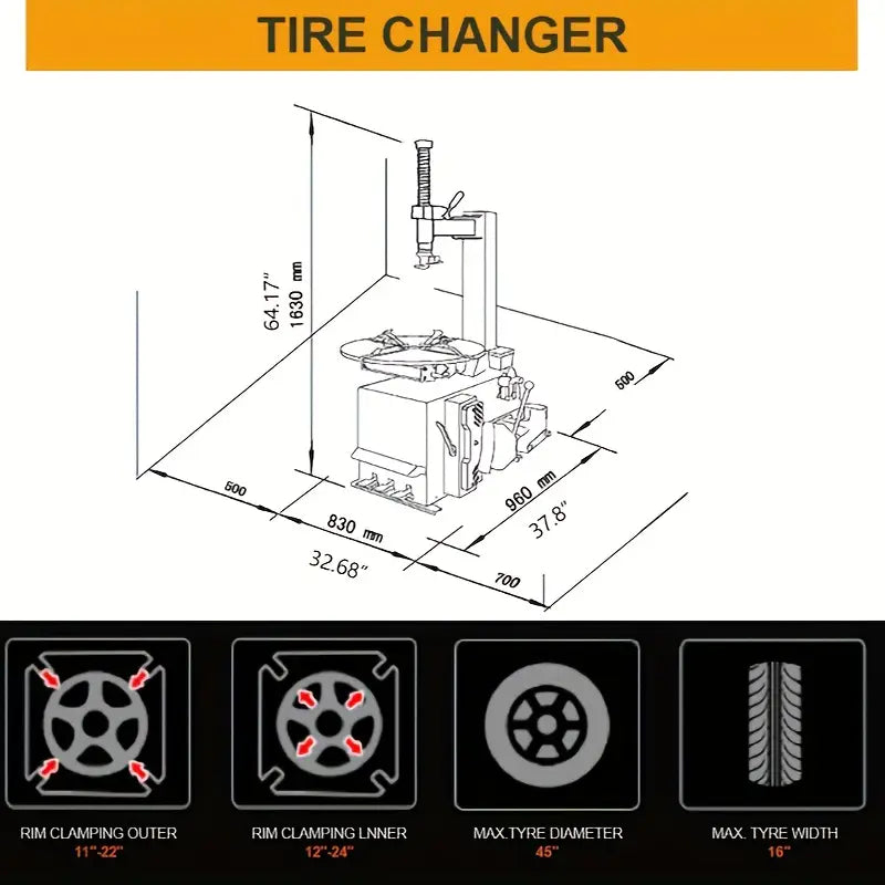 🔥 Final Day — Store Closing Clearance (Tariff Reasons). Limited Stock. First come, first served. Once gone, never back. 🔥1.5 HP Tire Changer Wheel Changers Machine Rim Clamp 38" Clamping Style Tool